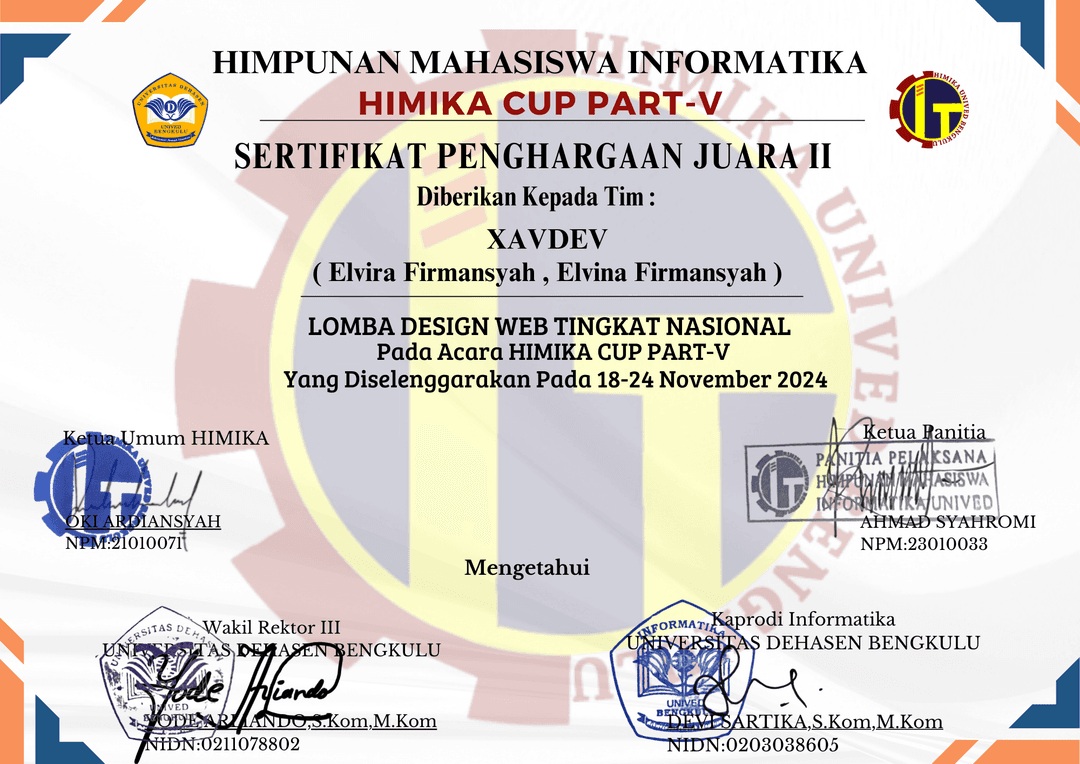 2nd Place in HIMIKA CUP PART-V 2024 - UI/UX Design