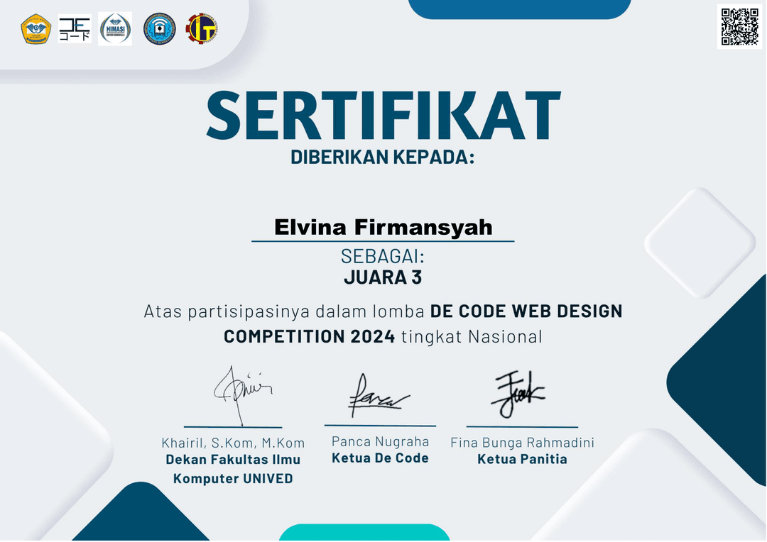 3rd Place in DE CODE Web Design Competition 2024 - UI/UX Design